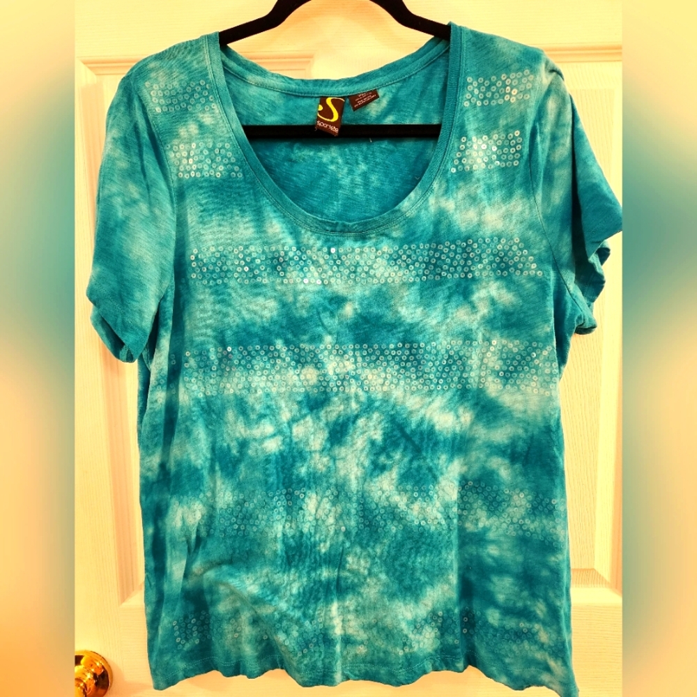 Spartelle Blue Short Sleeve tye dye shirt, sz PXL